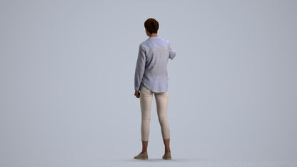 3D scanned senior woman standing casual, photorealistic archviz people for Enscape and SketchUp, front view render