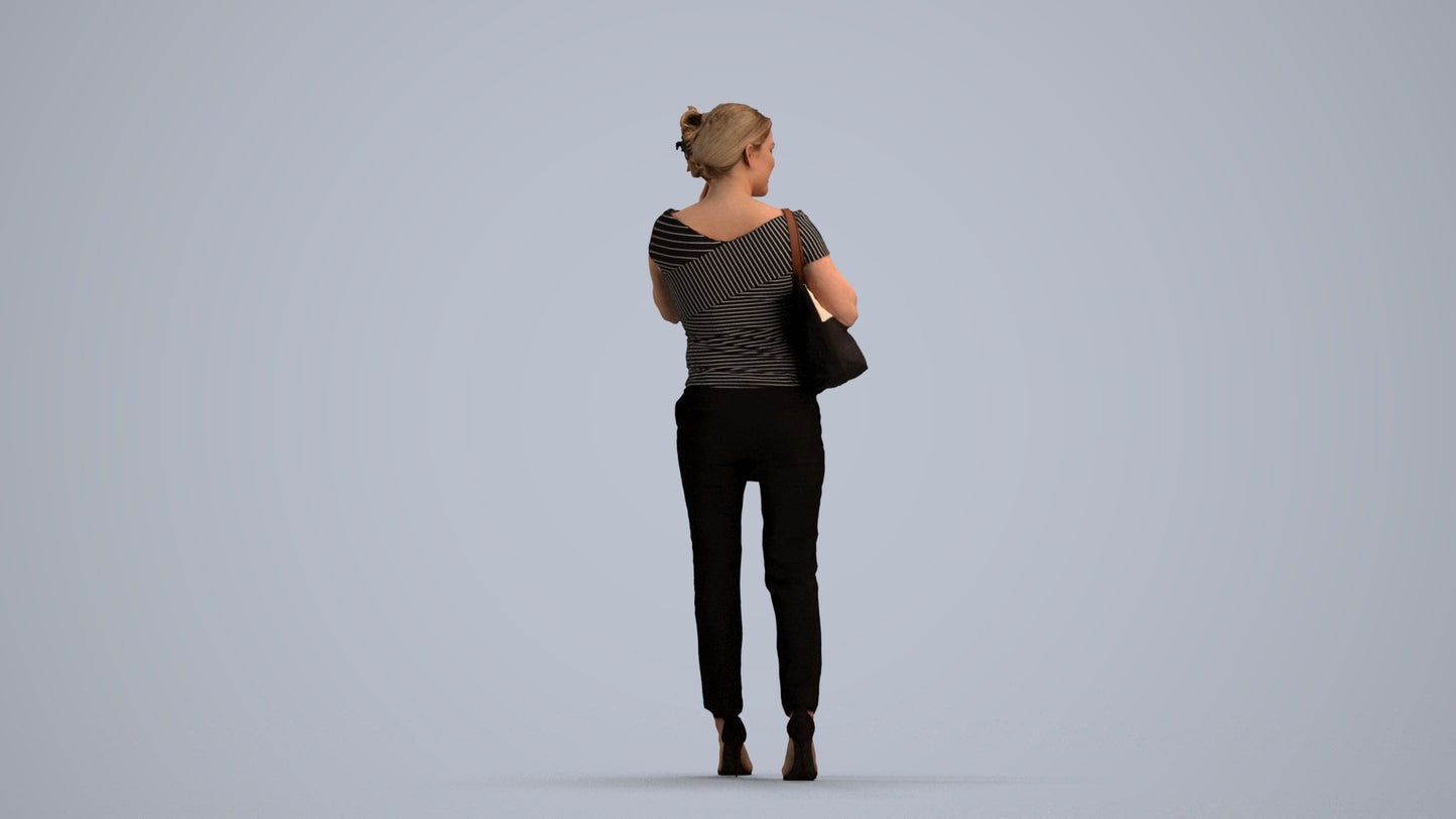 scanned 3D woman business standing, photogrammetry people for Enscape and V-Ray, front view render
