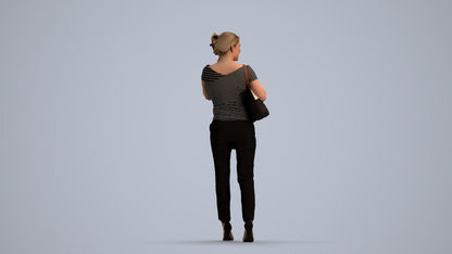 scanned 3D woman business standing, photogrammetry people for Enscape and V-Ray, front view render