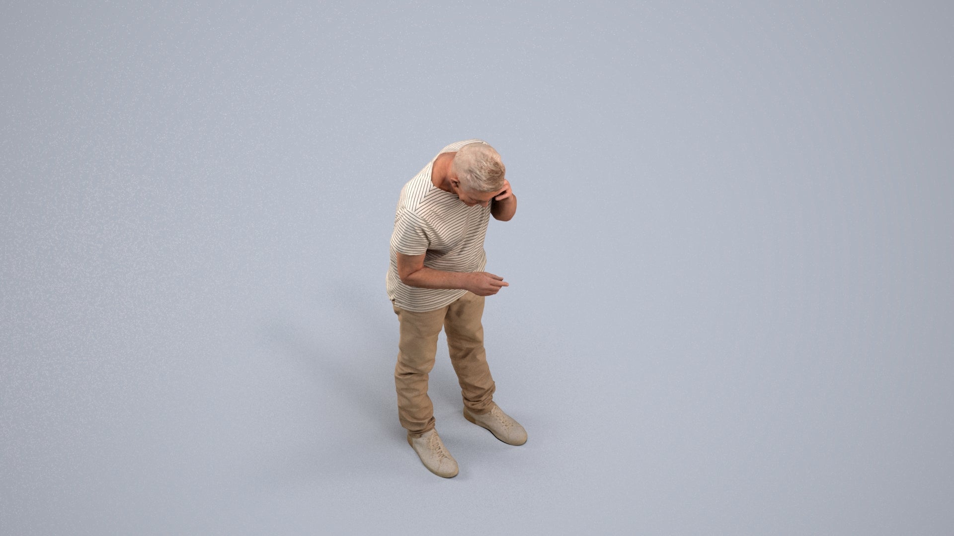 realistic 3D people senior man casual standing, render-ready for V-Ray and Corona, FBX OBJ, back view render