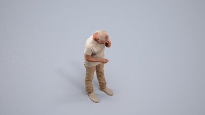 realistic 3D people senior man casual standing, render-ready for V-Ray and Corona, FBX OBJ, back view render