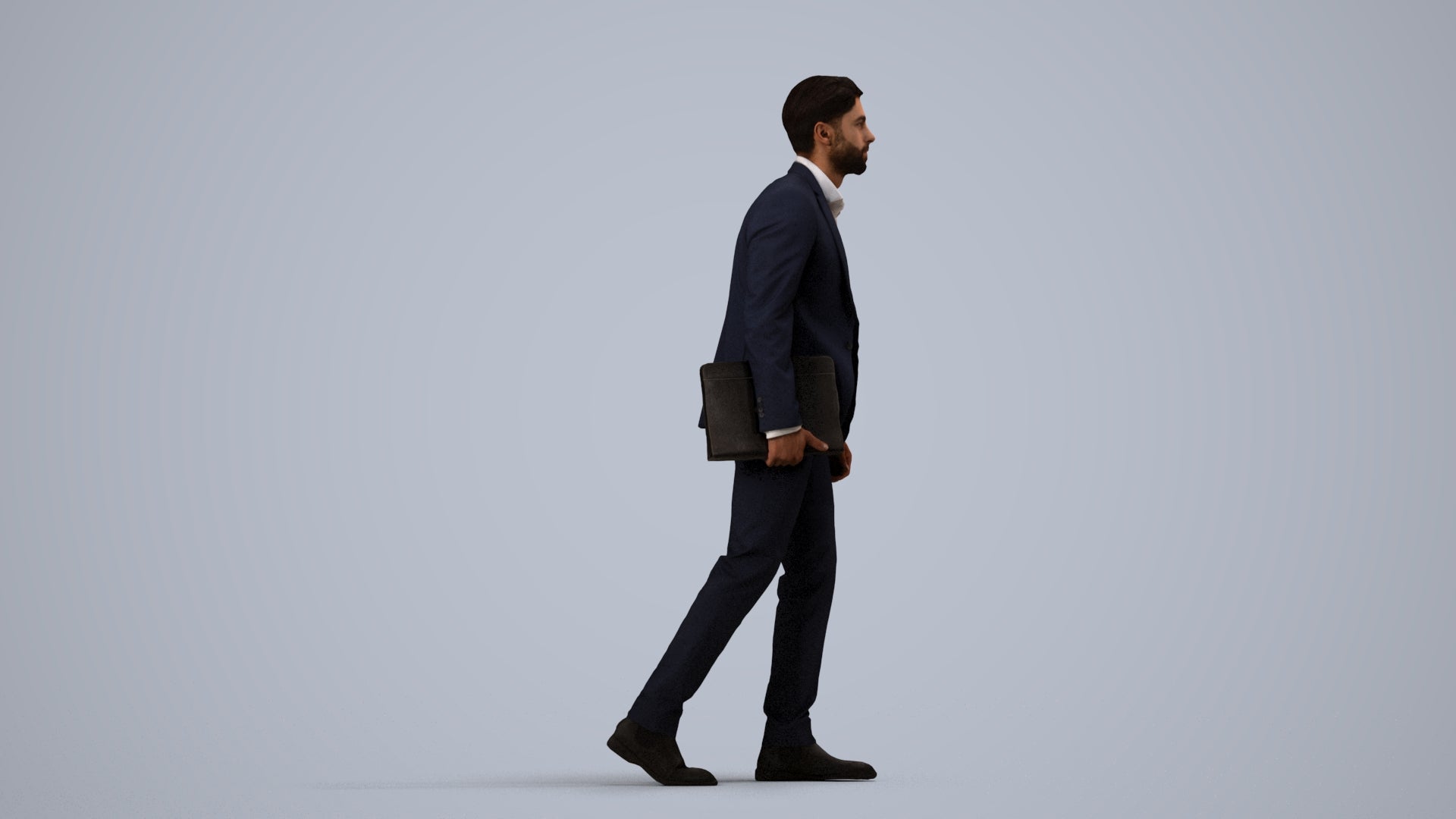 realistic 3D people man business, render-ready for V-Ray and Corona, FBX OBJ, side view render