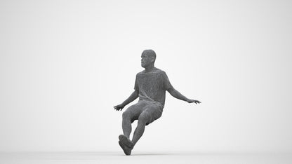 scanned 3D man casual sitting, photogrammetry people for Enscape and V-Ray, wireframe back view