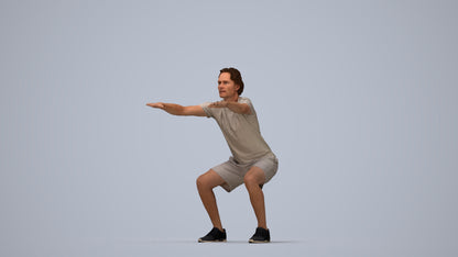 3D people model man casual sport, scanned human for 3ds Max rendering, top-down view render