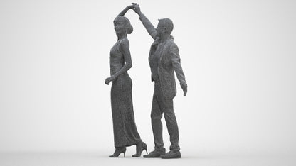 scanned 3D woman formal dancing, photogrammetry people for Enscape and V-Ray, three-quarter front view render