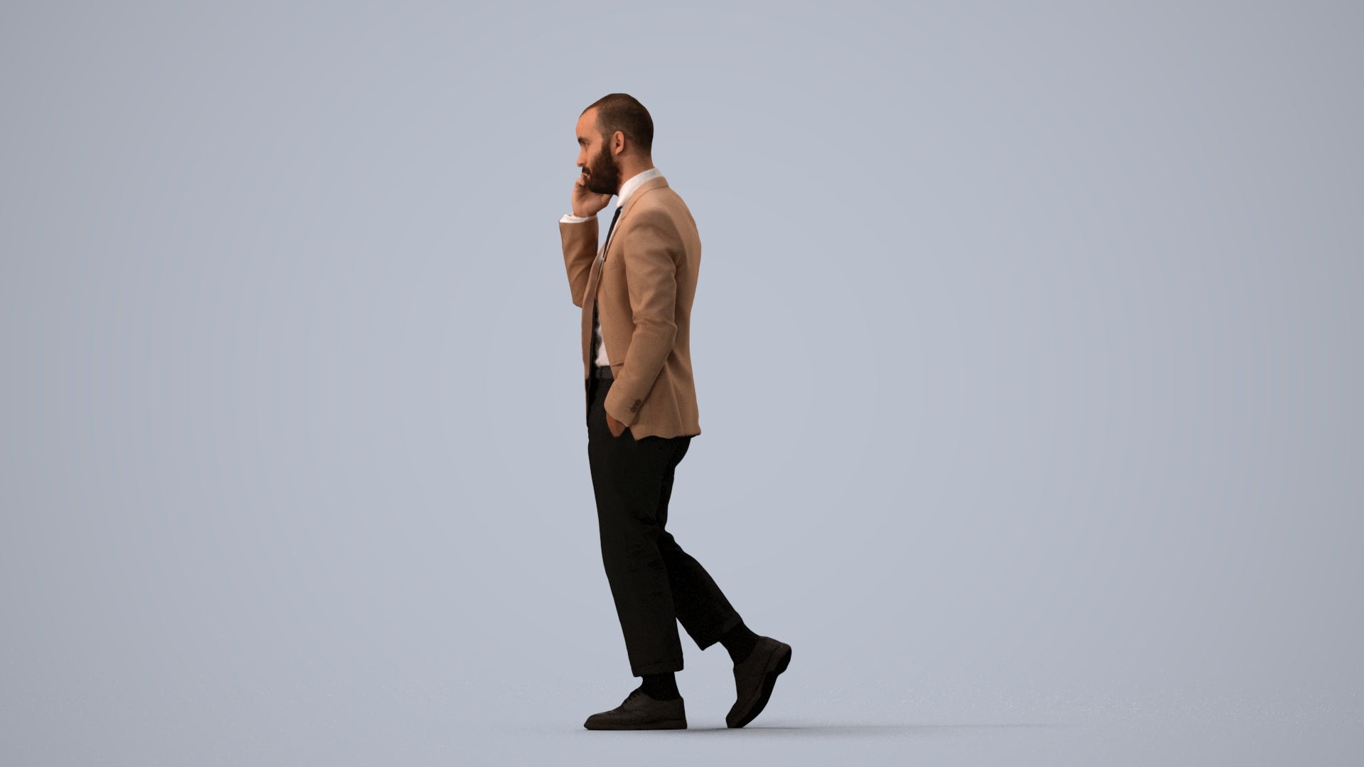 photogrammetry 3D man business, realistic human model archviz FBX, three-quarter view render