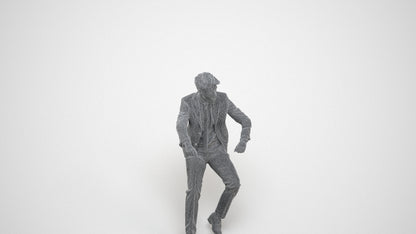 realistic 3D human man business driving, archviz people FBX OBJ for Blender, wireframe three-quarter view