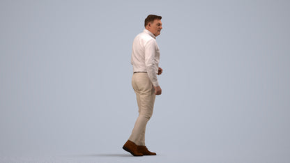 realistic 3D human man casual walking, archviz people FBX OBJ for Blender, side view render