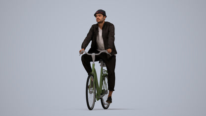 3D scanned man cycling casual, photorealistic archviz people for Enscape and SketchUp, top-down view render