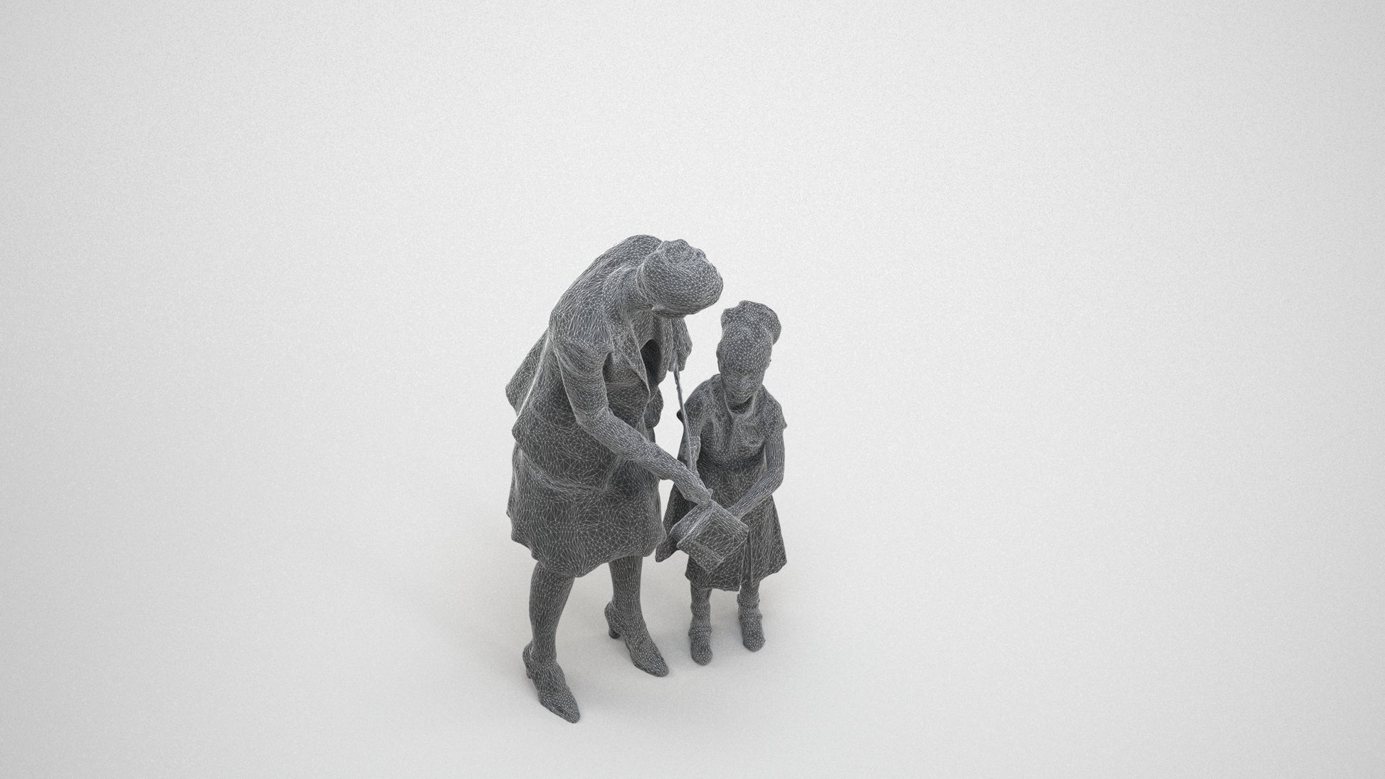 photogrammetry 3D girl casual kids, realistic human model archviz FBX, wireframe three-quarter view