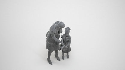 photogrammetry 3D girl casual kids, realistic human model archviz FBX, wireframe three-quarter view