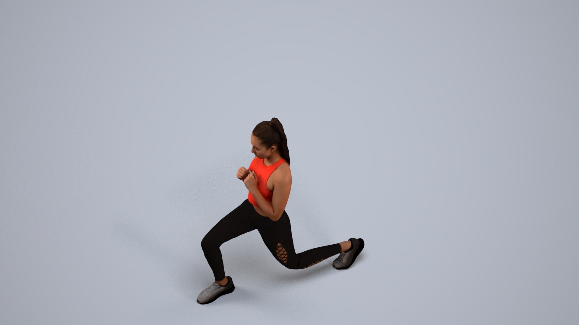 scanned 3D woman sport, photogrammetry people for Enscape and V-Ray, back view render