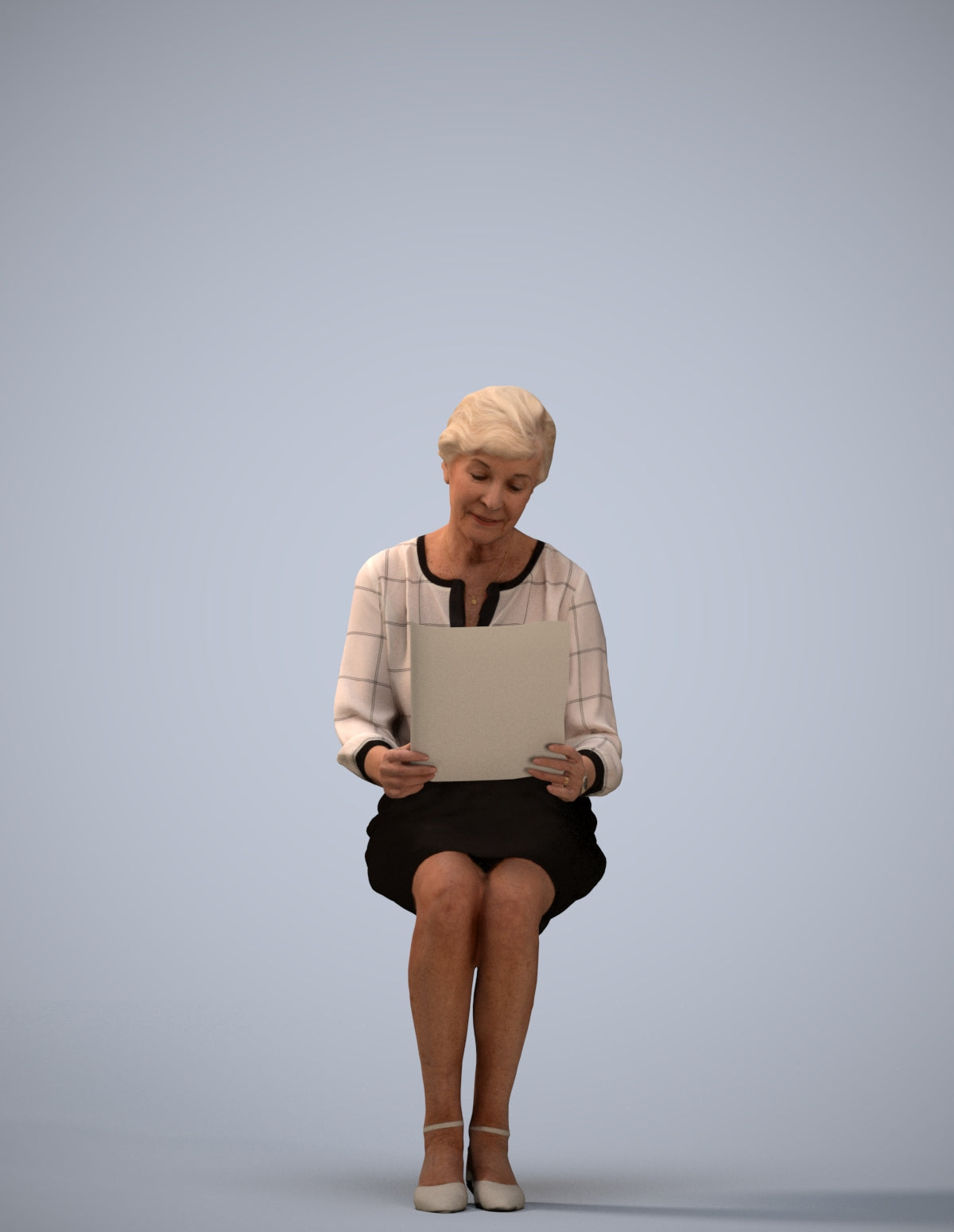 3D people model senior woman business sitting, scanned human for 3ds Max rendering