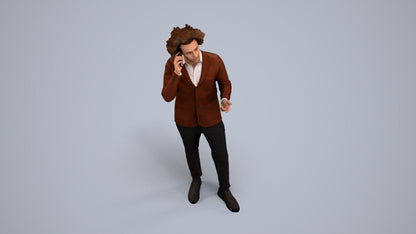 3D people model man business standing, scanned human for 3ds Max rendering, back view render