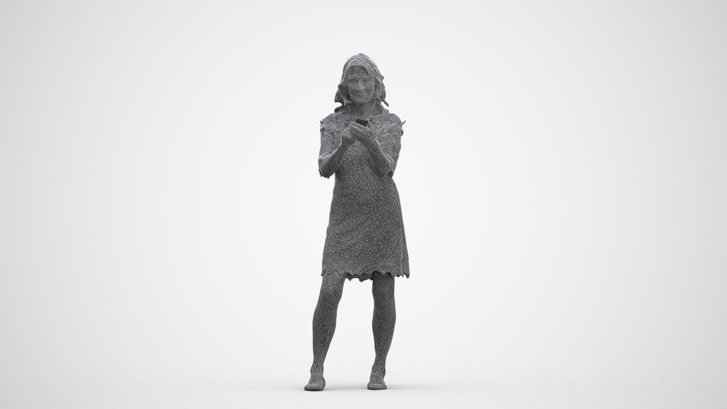 realistic 3D senior woman casual standing, scanned archviz people for Blender and 3ds Max, three-quarter front view render