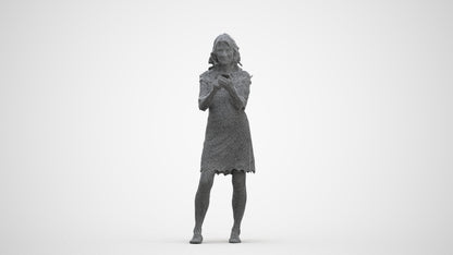 realistic 3D senior woman casual standing, scanned archviz people for Blender and 3ds Max, three-quarter front view render