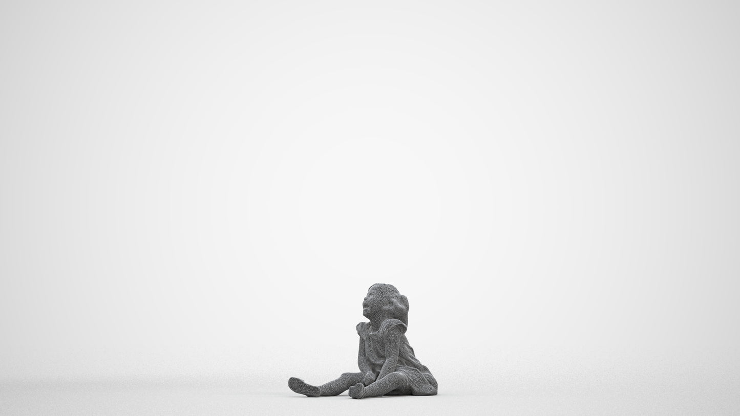 photogrammetry 3D girl casual kids, realistic human model archviz FBX, three-quarter front view render
