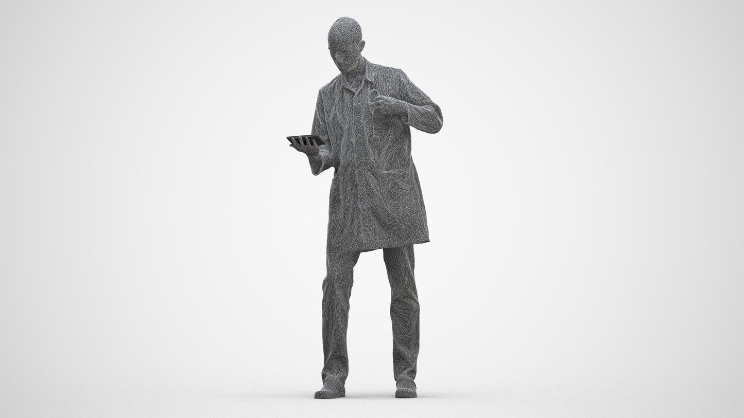 photogrammetry 3D man medical, realistic human model archviz FBX, three-quarter front view render