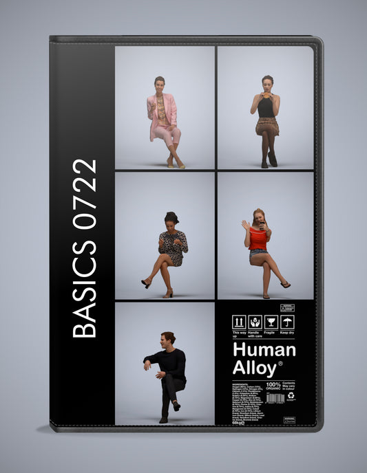 5 3D scanned people sitting, photorealistic archviz pack for Enscape and SketchUp
