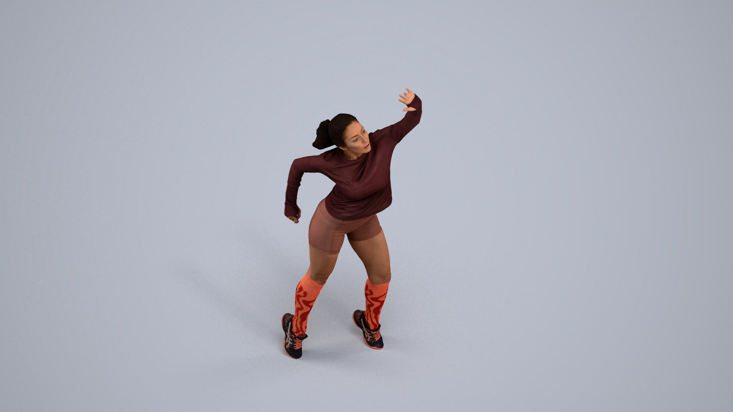 realistic 3D human woman sport, archviz people FBX OBJ for Blender, back view render