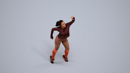 realistic 3D human woman sport, archviz people FBX OBJ for Blender, back view render