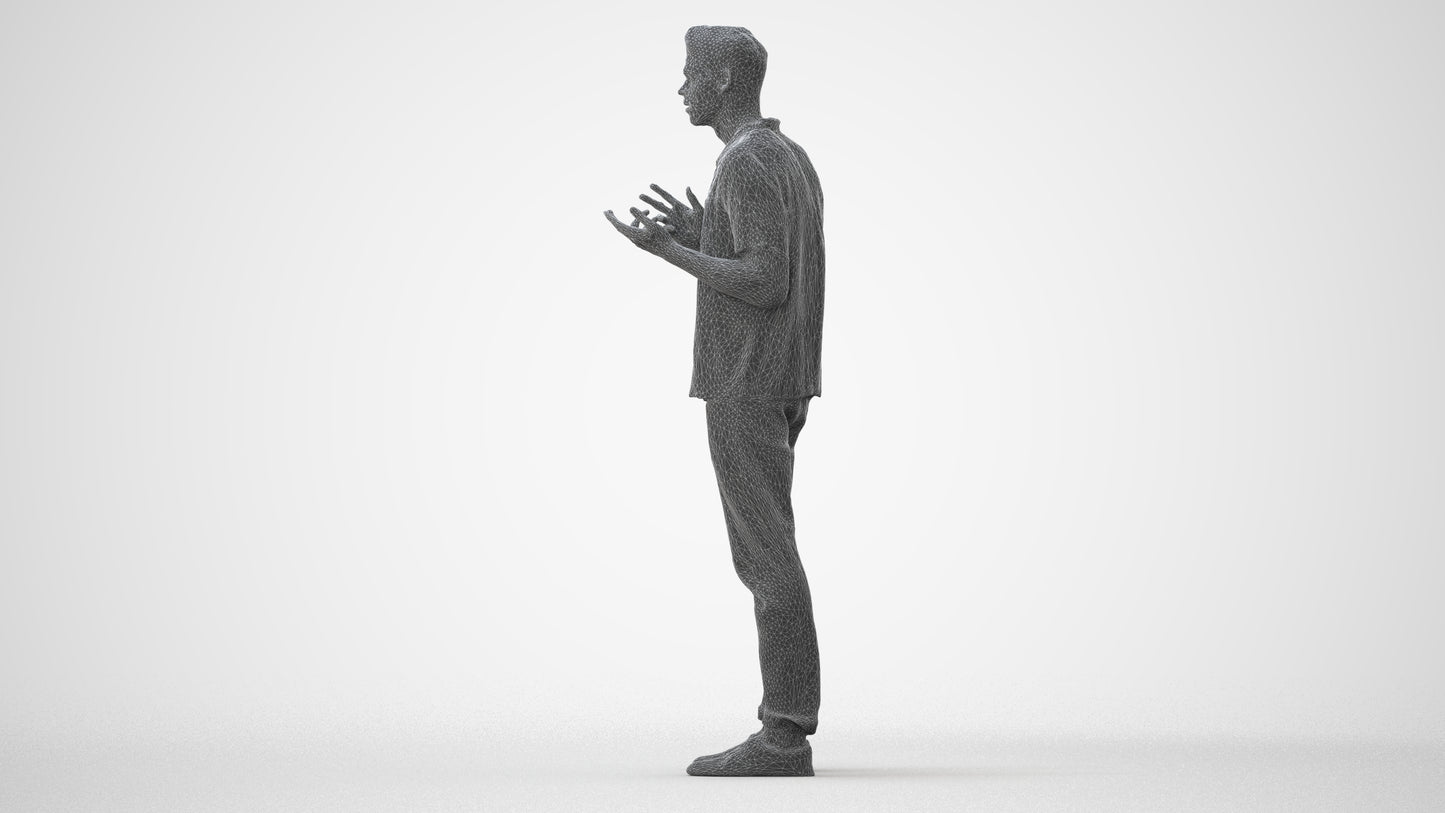 3D people model man casual standing, scanned human for 3ds Max rendering, square thumbnail