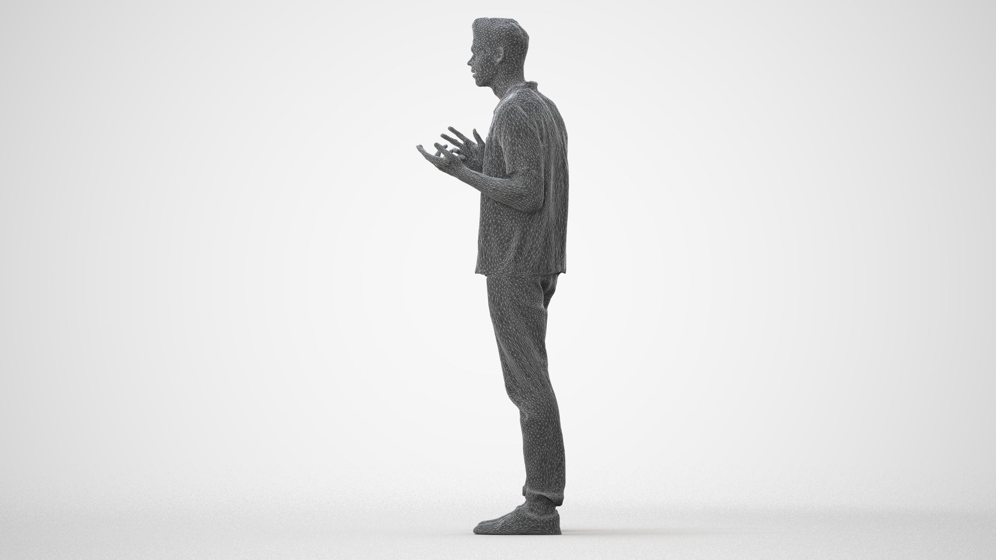 3D people model man casual standing, scanned human for 3ds Max rendering, square thumbnail