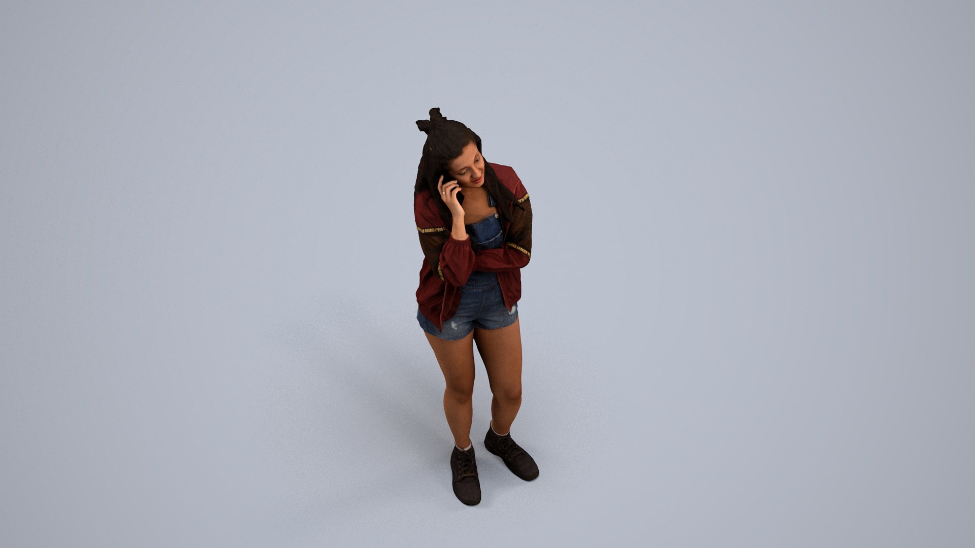 realistic 3D woman casual standing, scanned archviz people for Blender and 3ds Max, back view render
