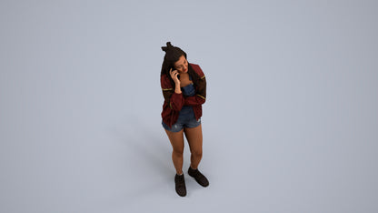 realistic 3D woman casual standing, scanned archviz people for Blender and 3ds Max, back view render
