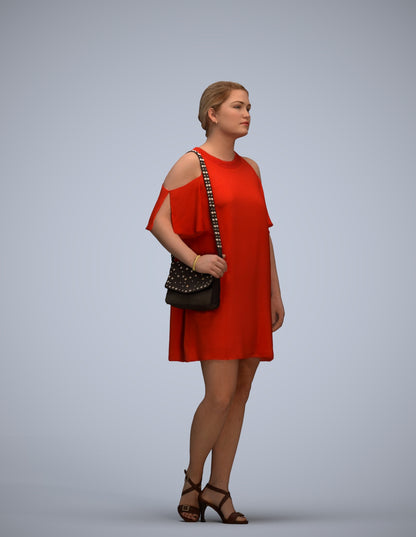 scanned 3D woman formal standing, photogrammetry people for Enscape and V-Ray