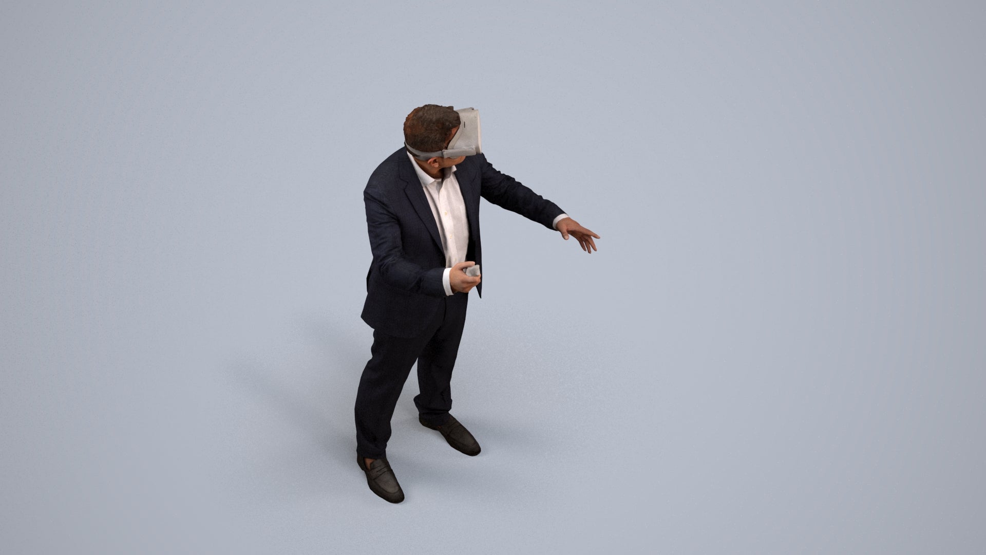3D scanned man standing business, photorealistic archviz people for Enscape and SketchUp, back view render