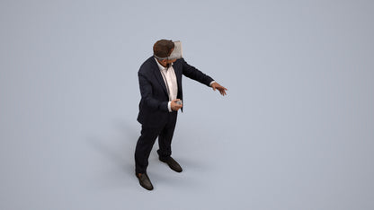 3D scanned man standing business, photorealistic archviz people for Enscape and SketchUp, back view render