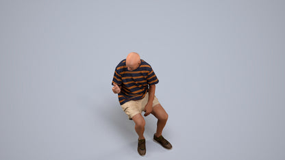 3D scanned senior man sitting casual, photorealistic archviz people for Enscape and SketchUp, back view render