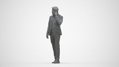 3D people model man business, scanned human for 3ds Max rendering, wireframe back view