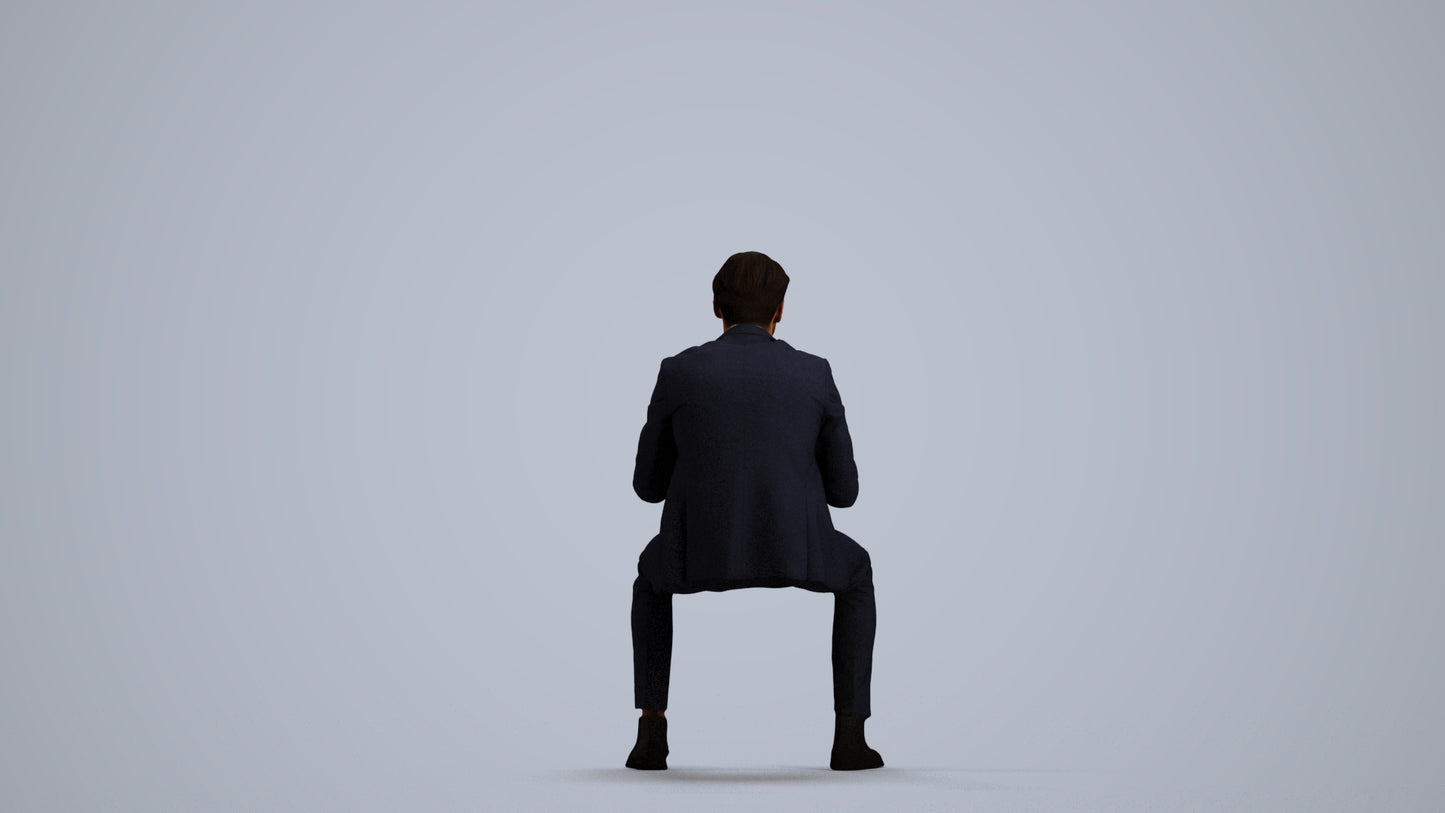 scanned 3D man business, photogrammetry people for Enscape and V-Ray, front view render