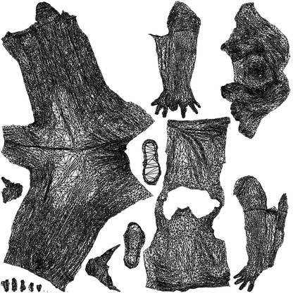 3D scanned woman walking casual, photorealistic archviz people for Enscape and SketchUp, wireframe top-down view