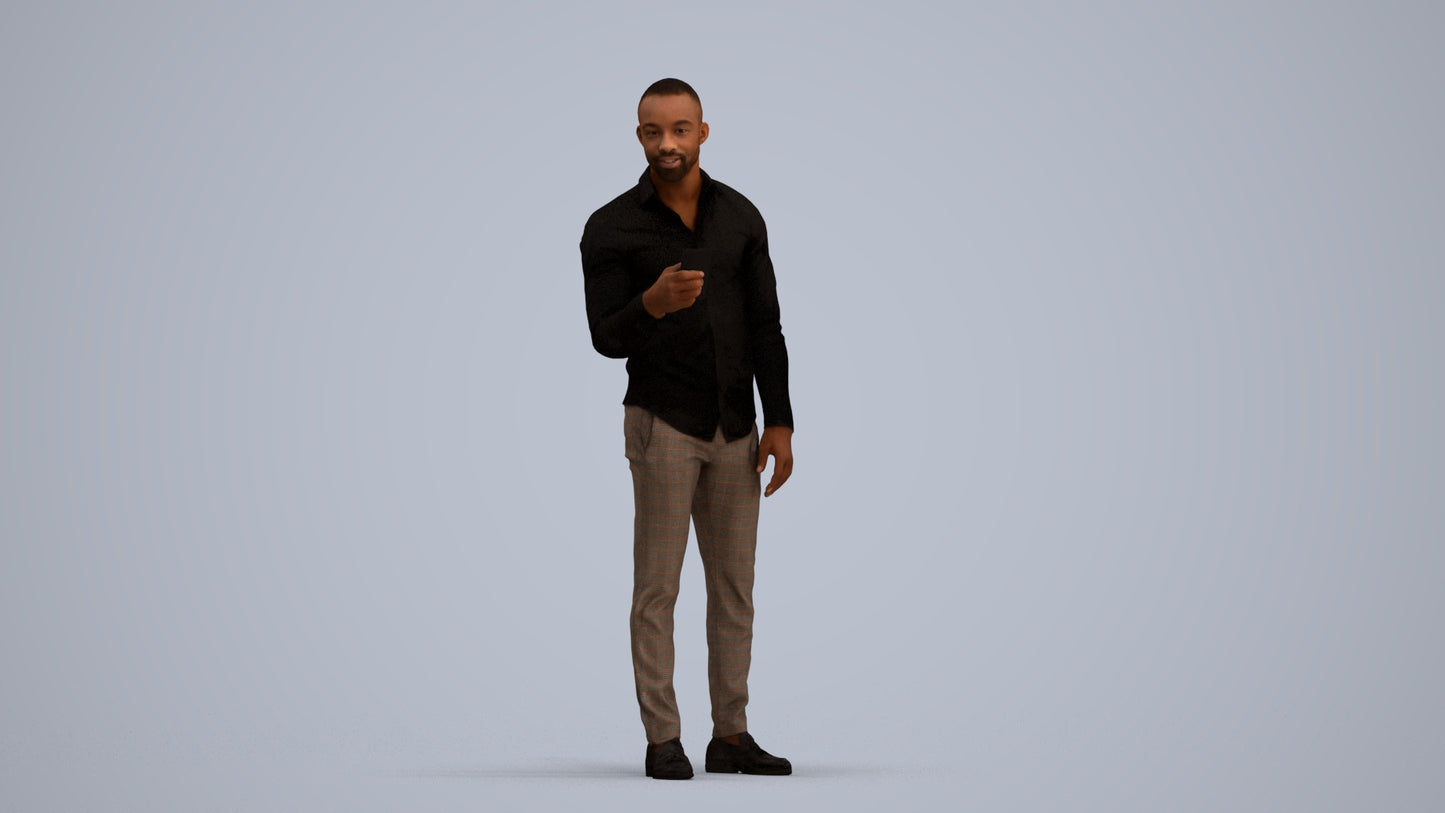 photogrammetry 3D man business standing, realistic human model archviz FBX, standing pose render