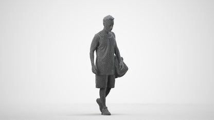 3D people model man sport, scanned human for 3ds Max rendering, wireframe side view