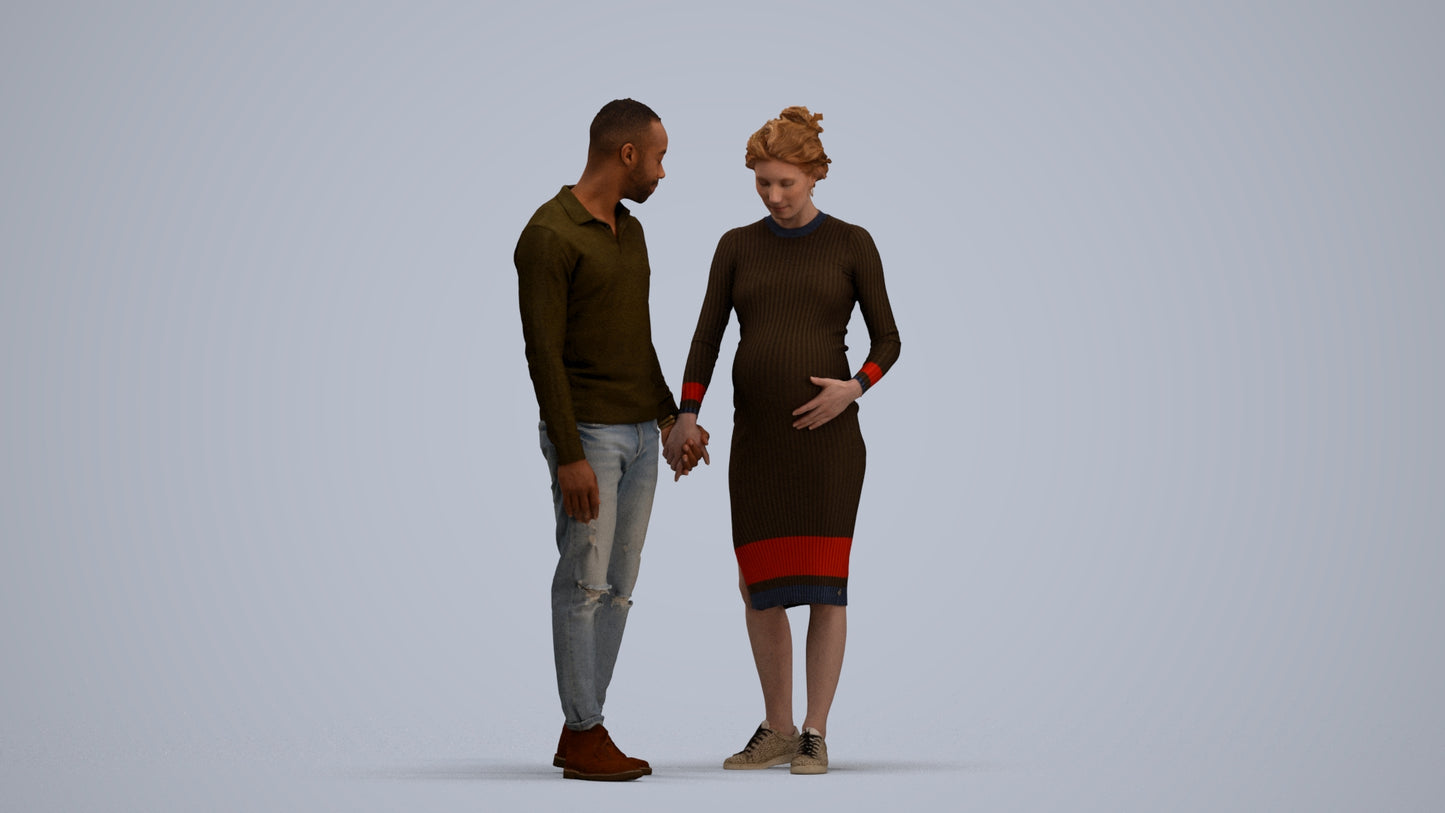 scanned 3D woman casual couple, photogrammetry people for Enscape and V-Ray, standing pose render