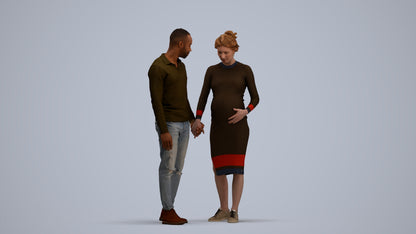 scanned 3D woman casual couple, photogrammetry people for Enscape and V-Ray, standing pose render