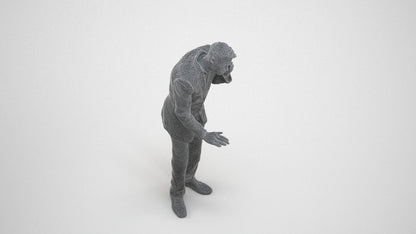 3D scanned man business, photorealistic archviz people for Enscape and SketchUp, wireframe three-quarter view