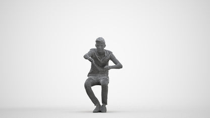 realistic 3D man casual sitting, scanned archviz people for Blender and 3ds Max, three-quarter front view render