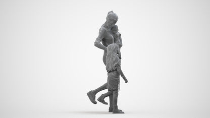 realistic 3D people girl casual kids, render-ready for V-Ray and Corona, FBX OBJ, wireframe side view
