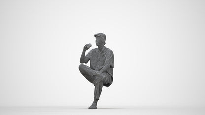 realistic 3D people man casual sitting, render-ready for V-Ray and Corona, FBX OBJ, wireframe back view