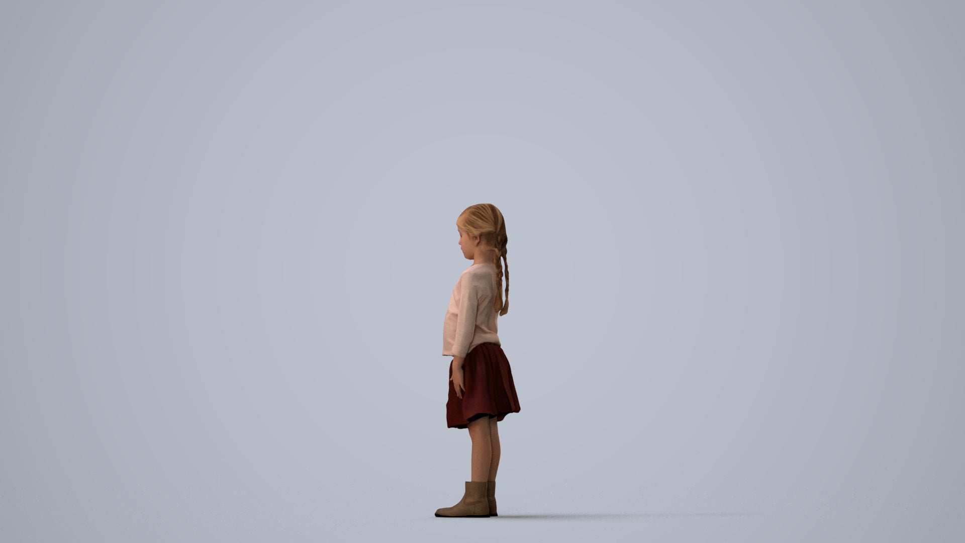 scanned 3D girl casual kids, photogrammetry people for Enscape and V-Ray, three-quarter view render