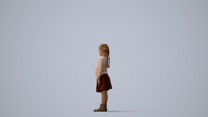 scanned 3D girl casual kids, photogrammetry people for Enscape and V-Ray, three-quarter view render