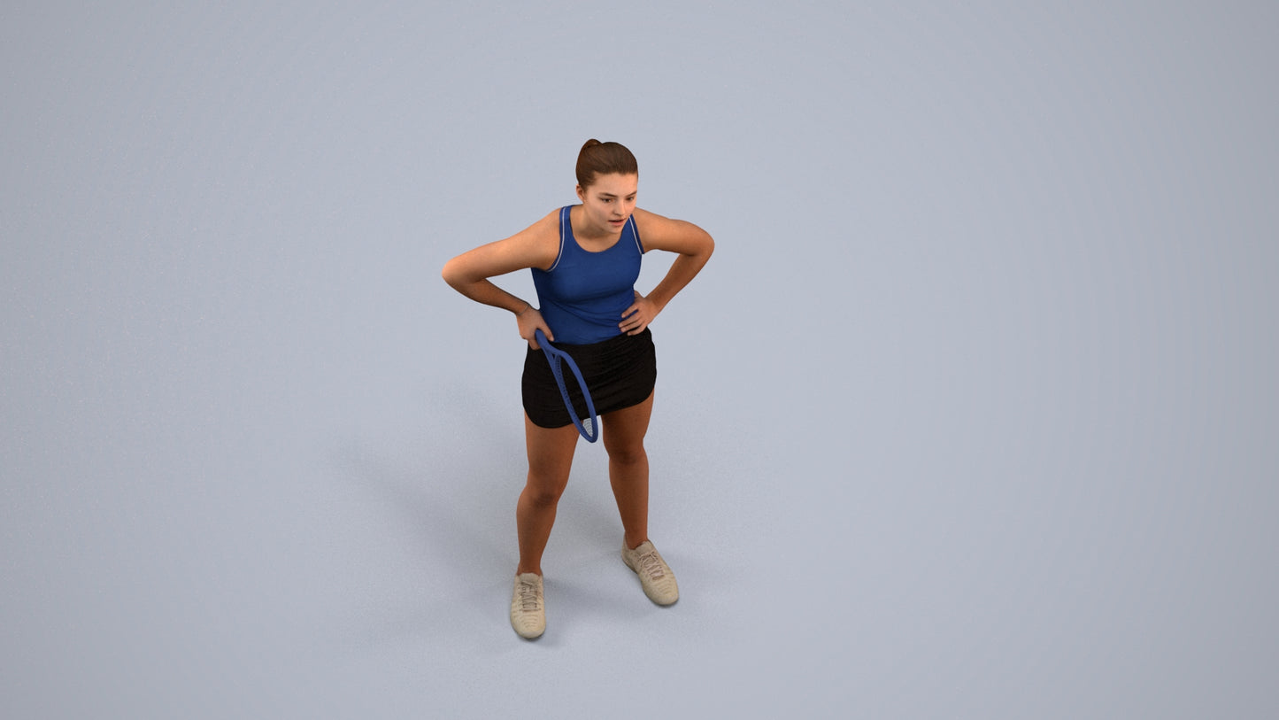 realistic 3D girl sport, scanned archviz people for Blender and 3ds Max, back view render