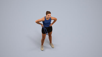 realistic 3D girl sport, scanned archviz people for Blender and 3ds Max, back view render