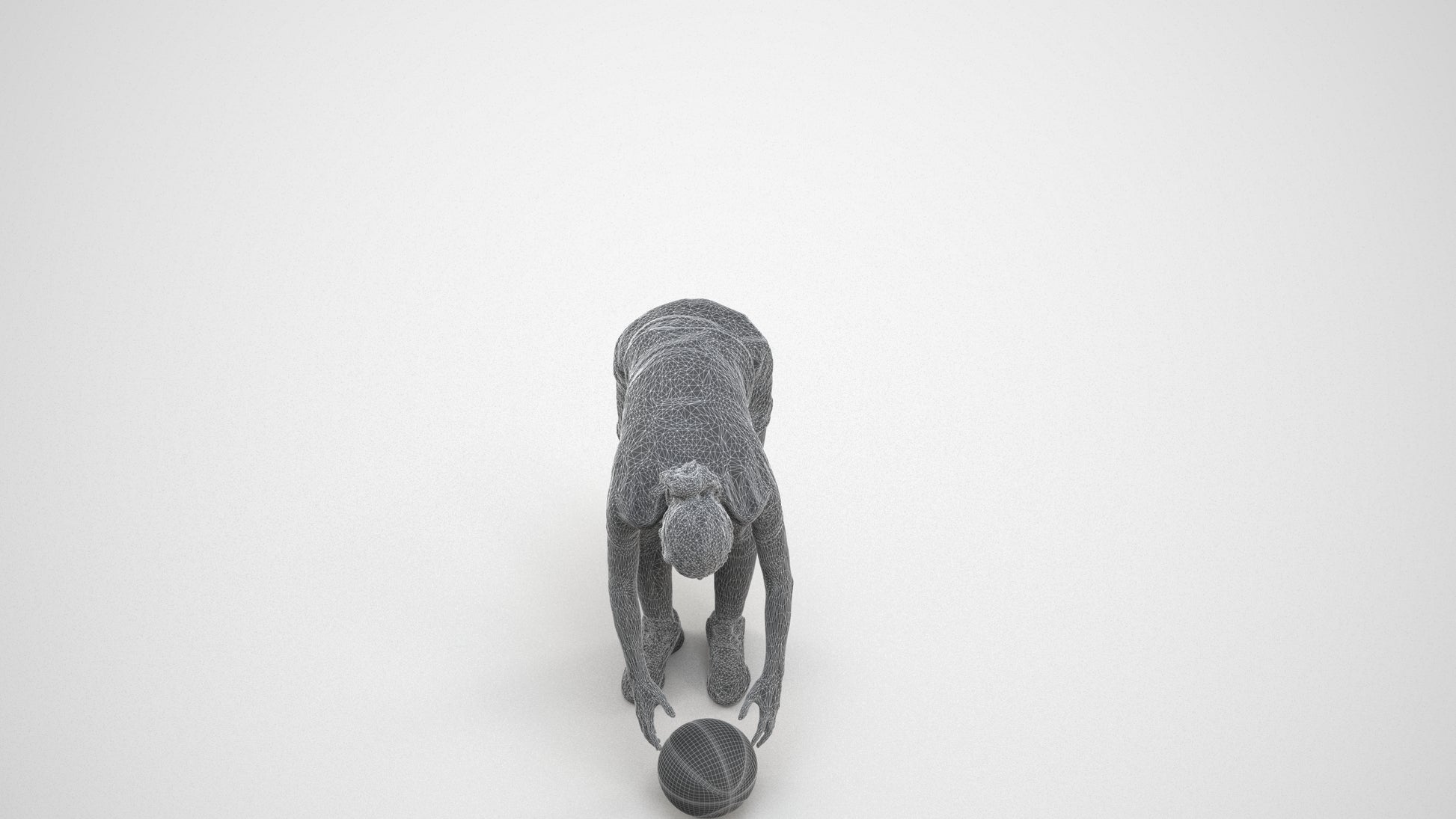 scanned 3D woman sport, photogrammetry people for Enscape and V-Ray, wireframe three-quarter view