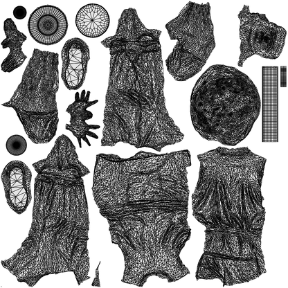 realistic 3D people man standing, render-ready for V-Ray and Corona, FBX OBJ, wireframe top-down view